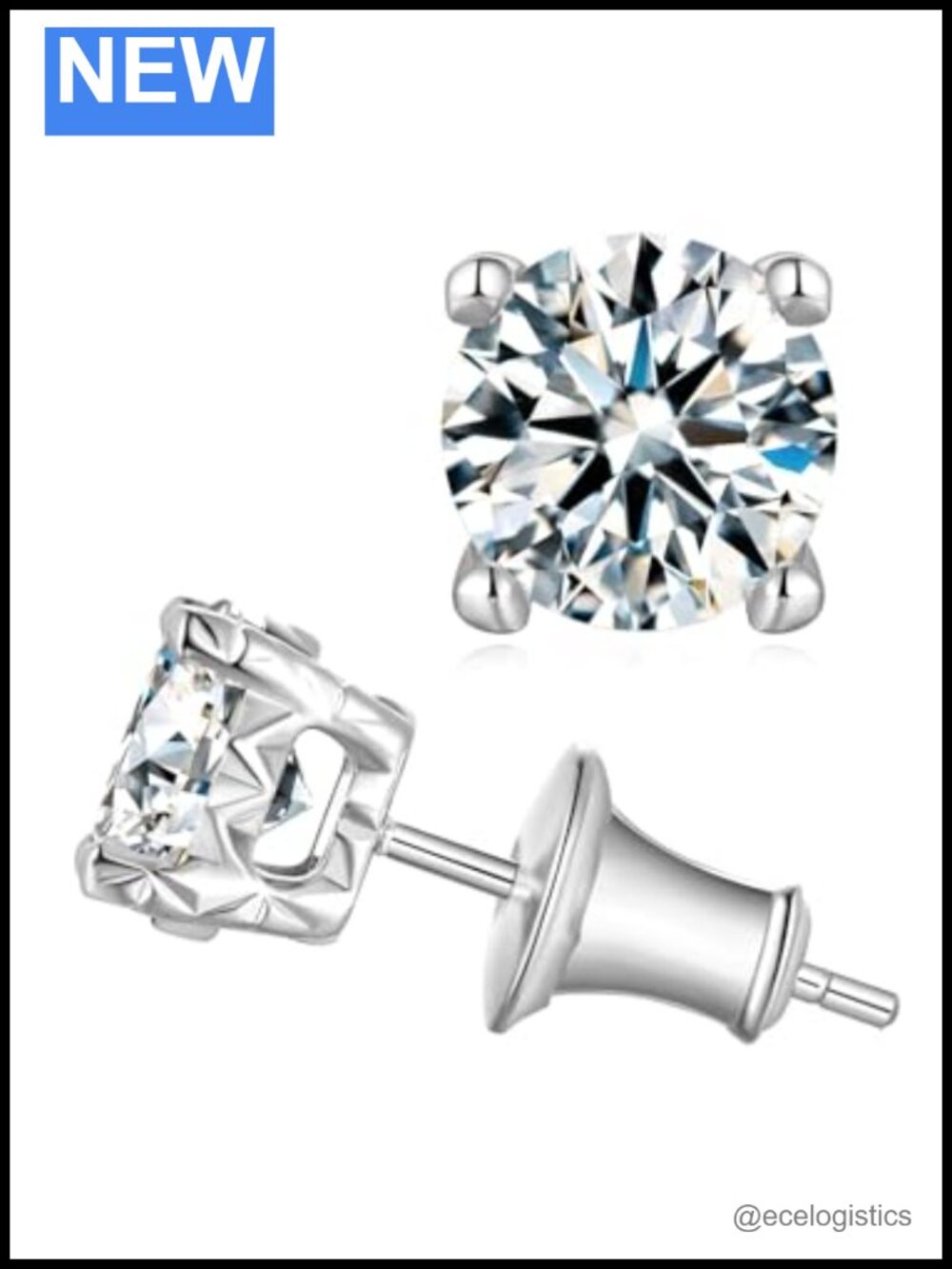Moissanite Stud Earrings 925 Sterling Silver 2.00 Carat Round Cut